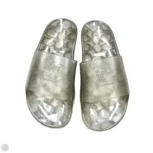 Contoured Arch Bridge Heat Mode Sandals Designer By Coach In Silver, Size: 5