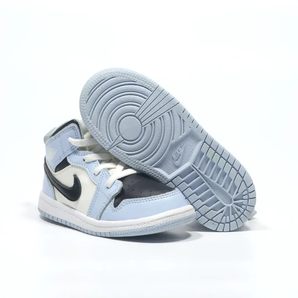 Air Jordan 1 Mid Sneakers Leather Blue Color For Kids