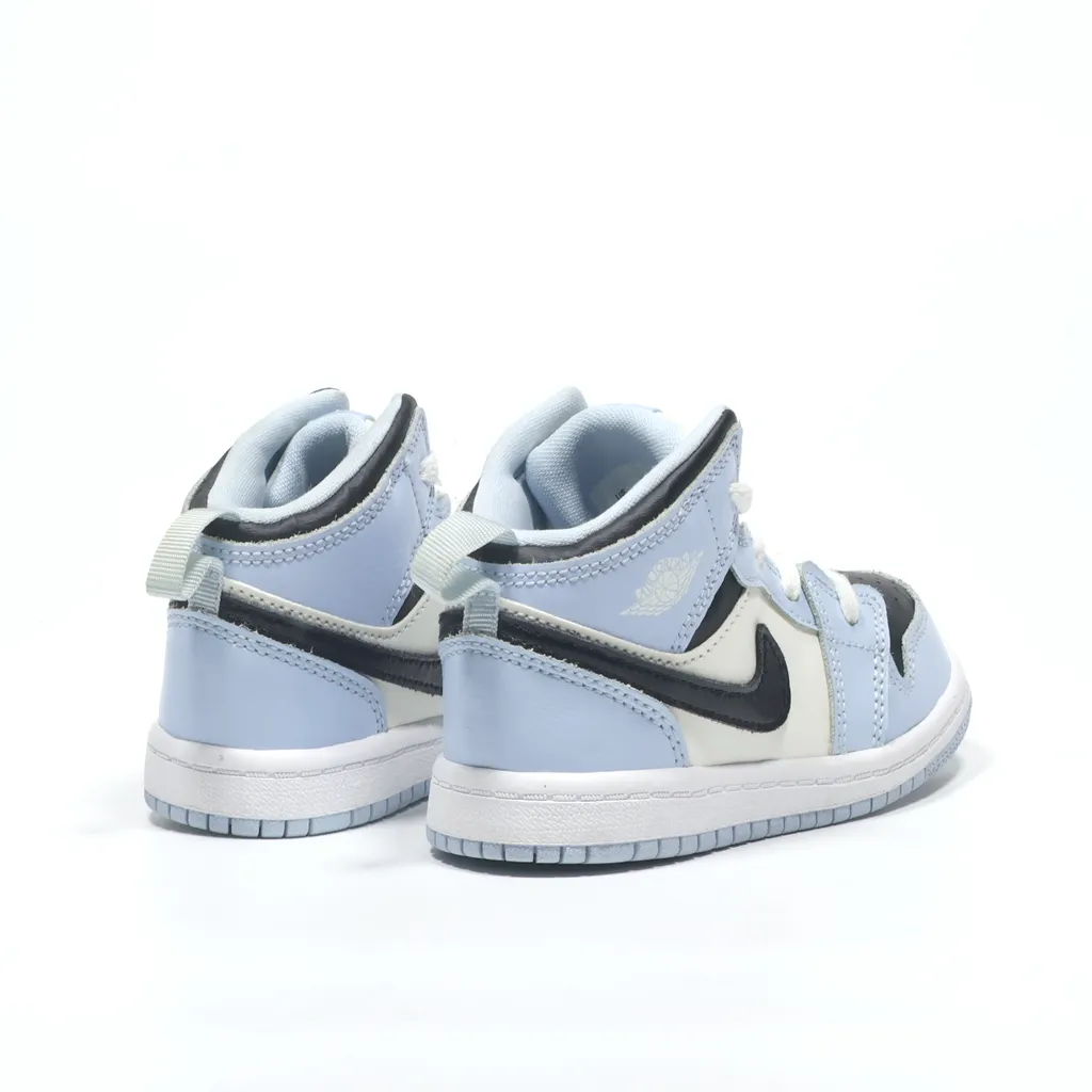 Air Jordan 1 Mid Sneakers Leather Blue Color For Kids