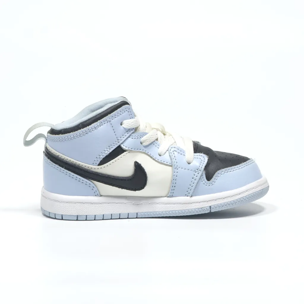 Air Jordan 1 Mid Sneakers Leather Blue Color For Kids