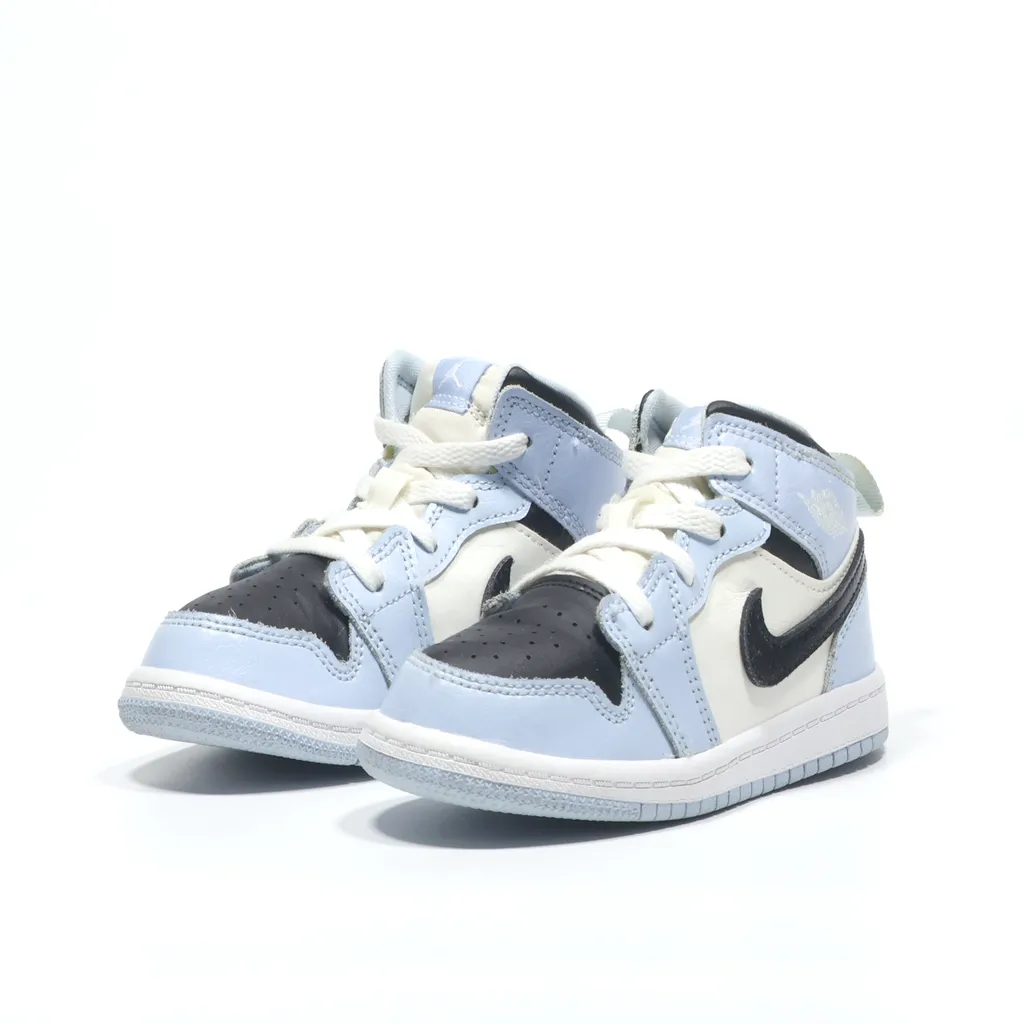 Air Jordan 1 Mid Sneakers Leather Blue Color For Kids