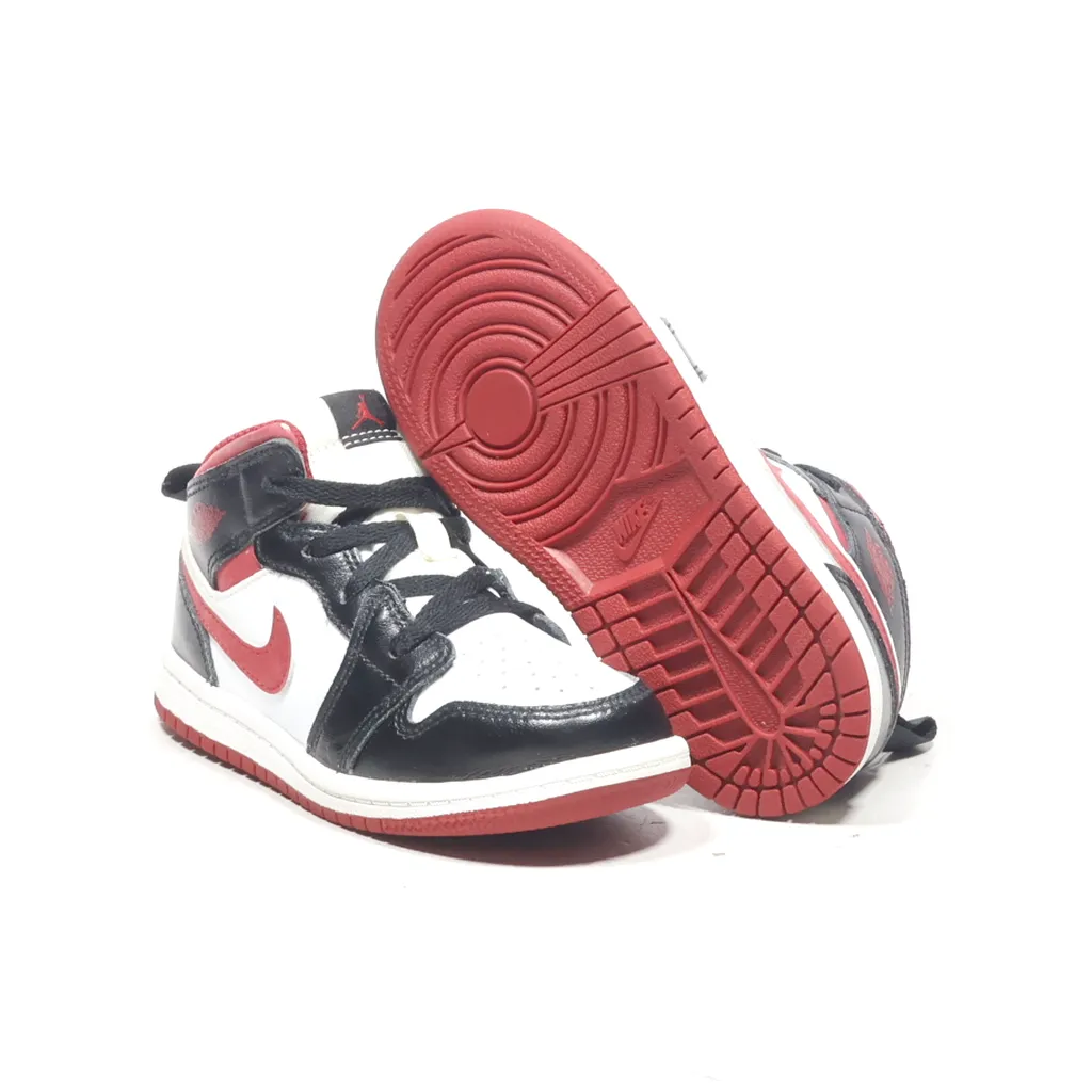 Air Jordan 1 Mid Td Sneakers Leather Black Color For Kids