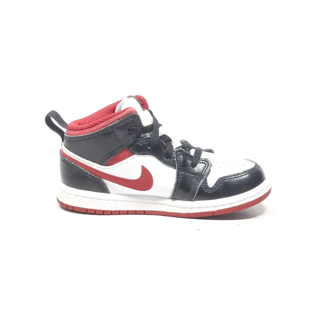 Air Jordan 1 Mid Td Sneakers Leather Black Color For Kids