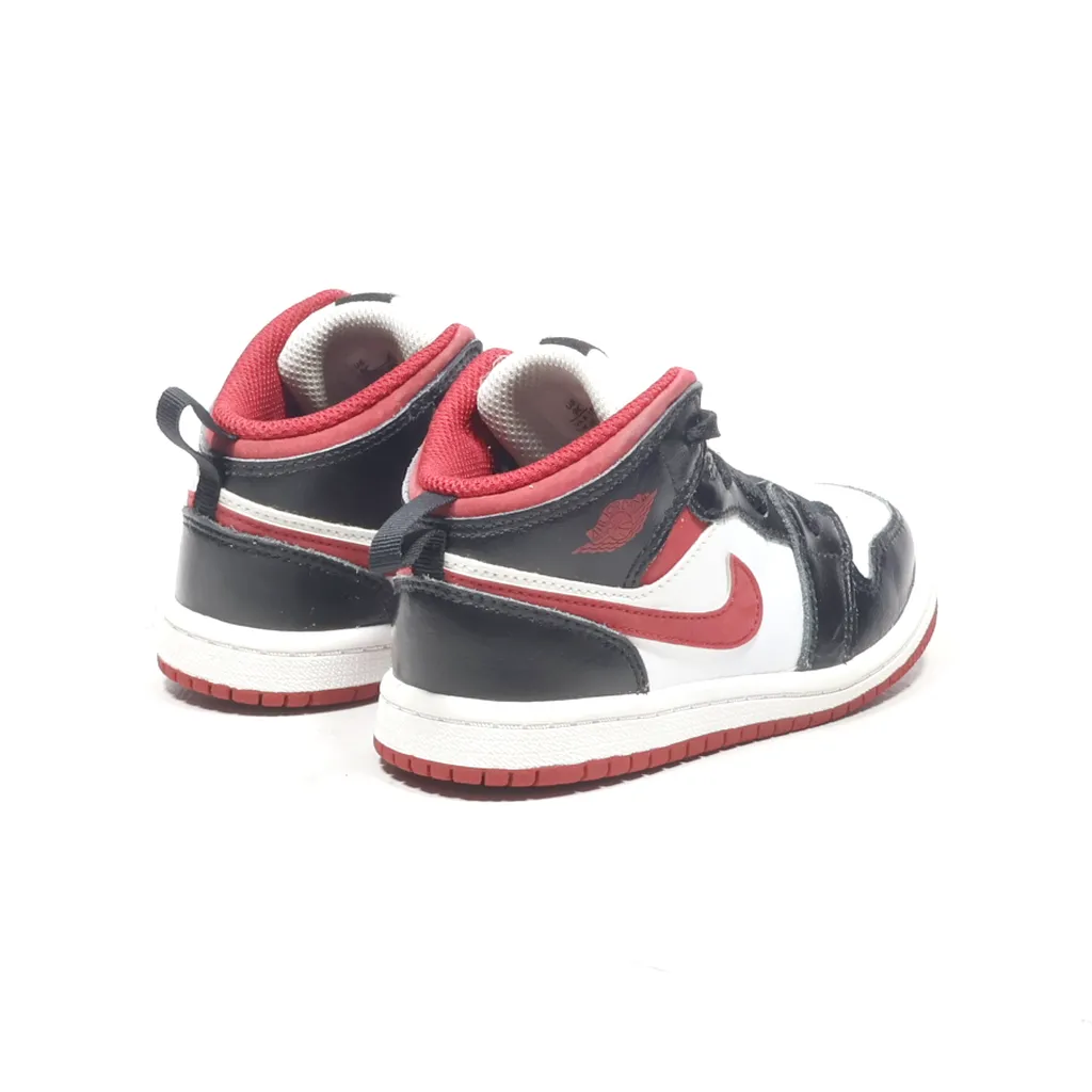 Air Jordan 1 Mid Td Sneakers Leather Black Color For Kids
