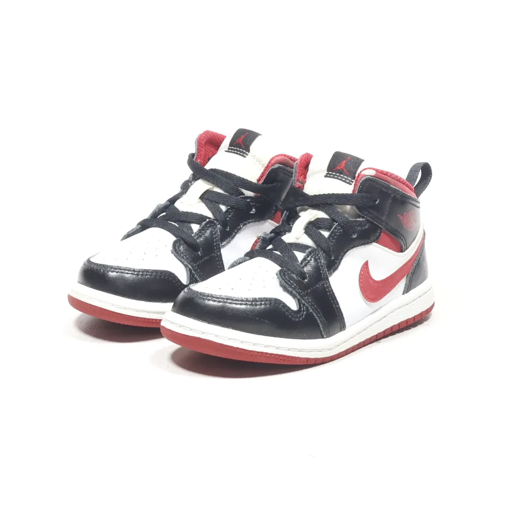 Air Jordan 1 Mid Td Sneakers Leather Black Color For Kids