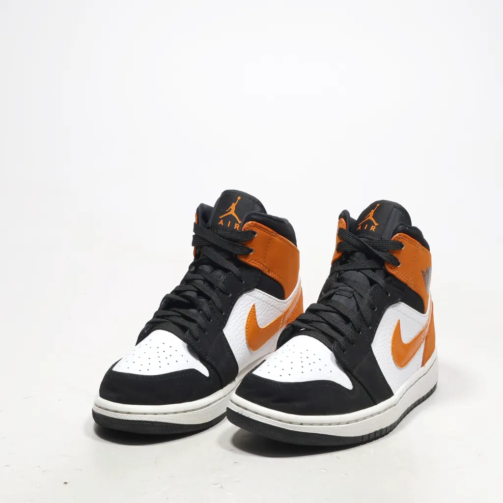 Air Jordan Air 1 Mid High-Top Sneakers Leather White Color For Men