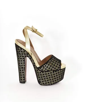 Alaia Gold Black Heels Size 38