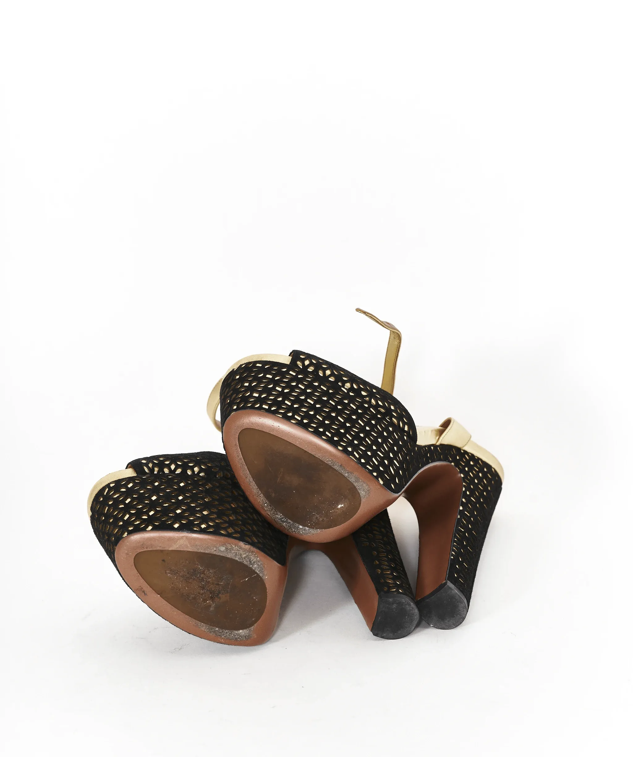 Alaia Gold Black Heels Size 38