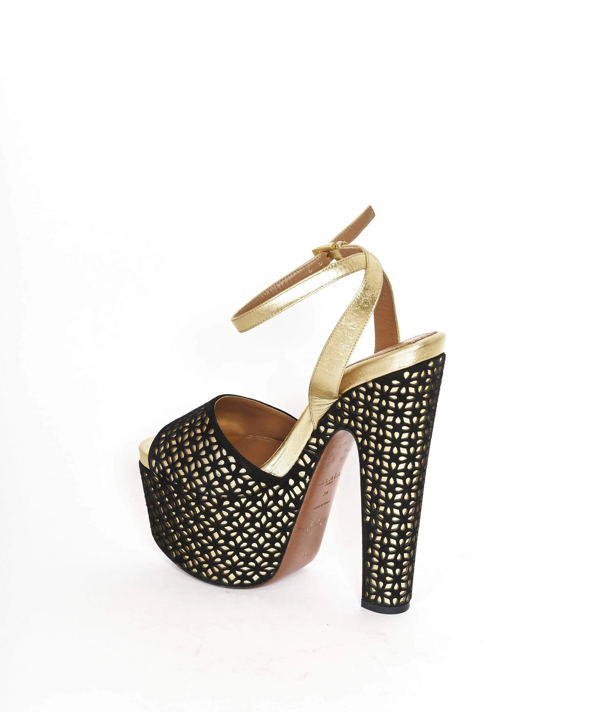 Alaia Gold Black Heels Size 38