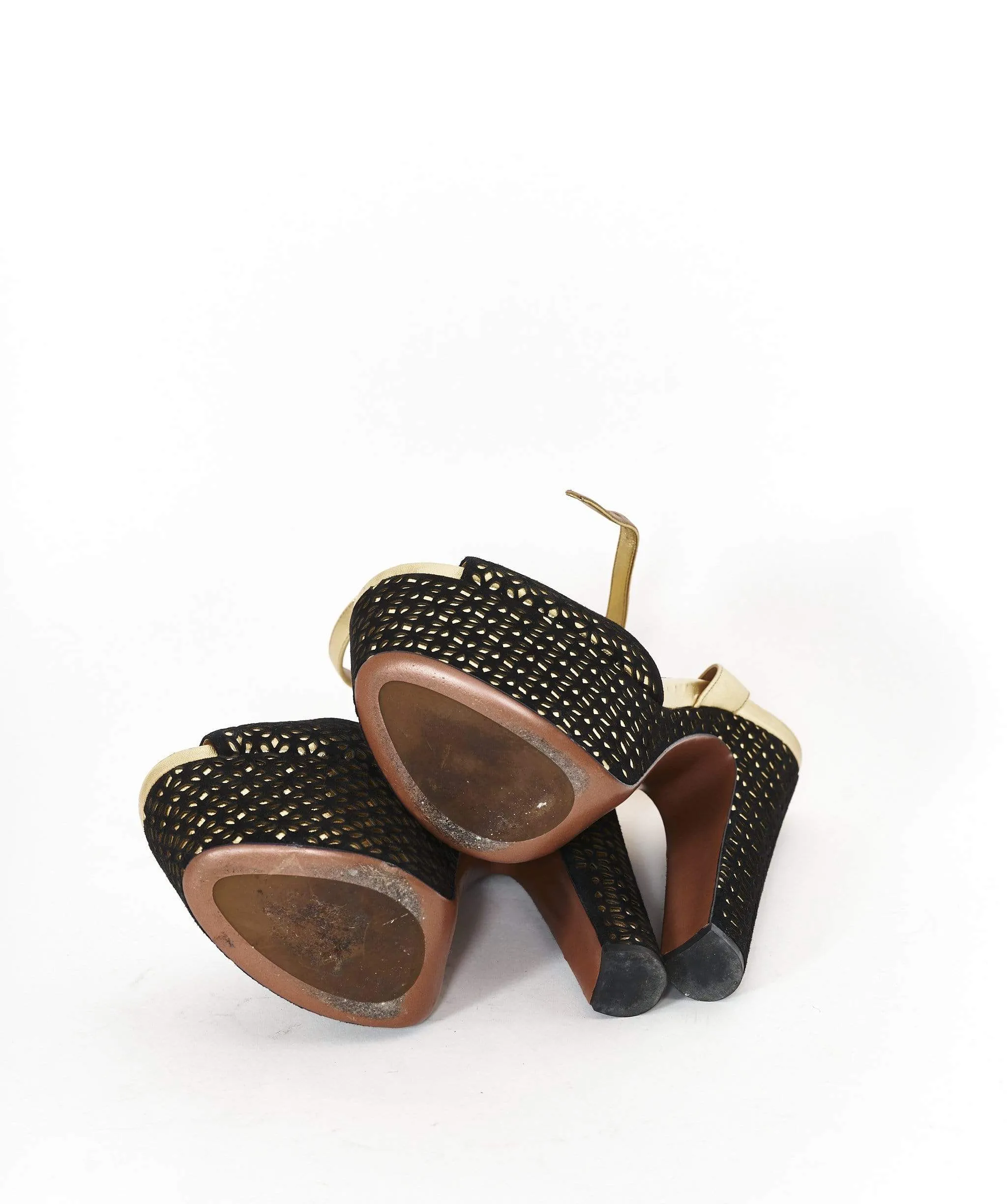 Alaia Gold Black Heels Size 38