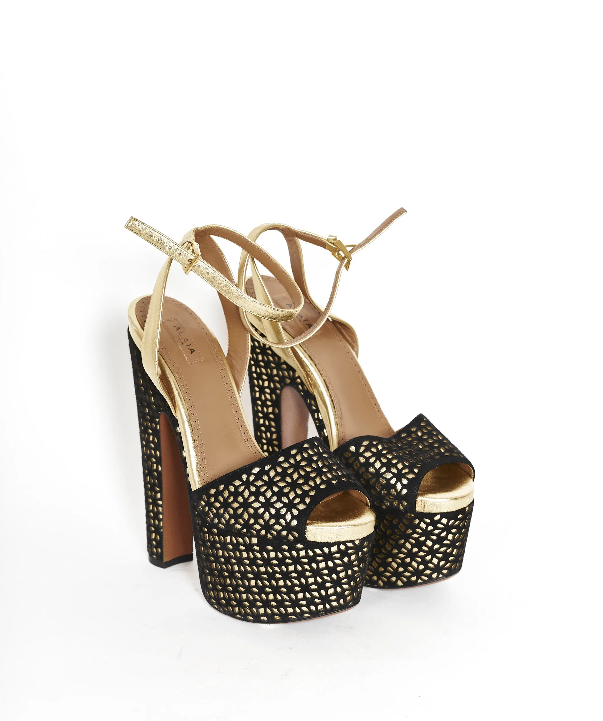 Alaia Gold Black Heels Size 38