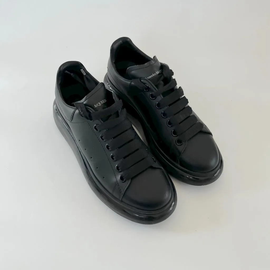 Alexander McQueen Oversized leather black sneakers, 38.5