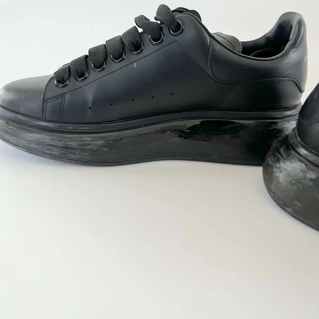 Alexander McQueen Oversized leather black sneakers, 38.5