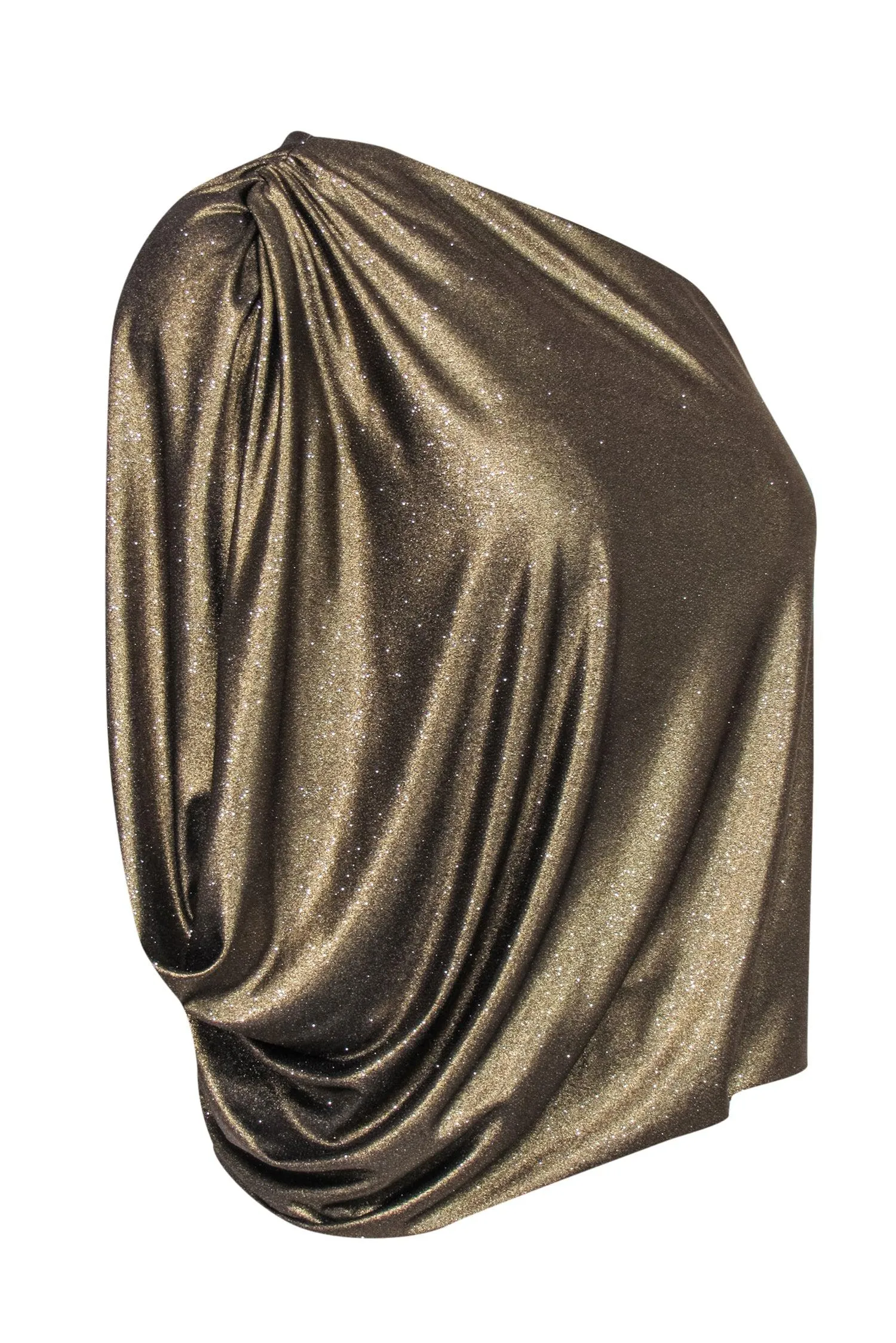Alice & Olivia - Gold Metallic Asymmetric One-Shoulder Blouse Sz XS