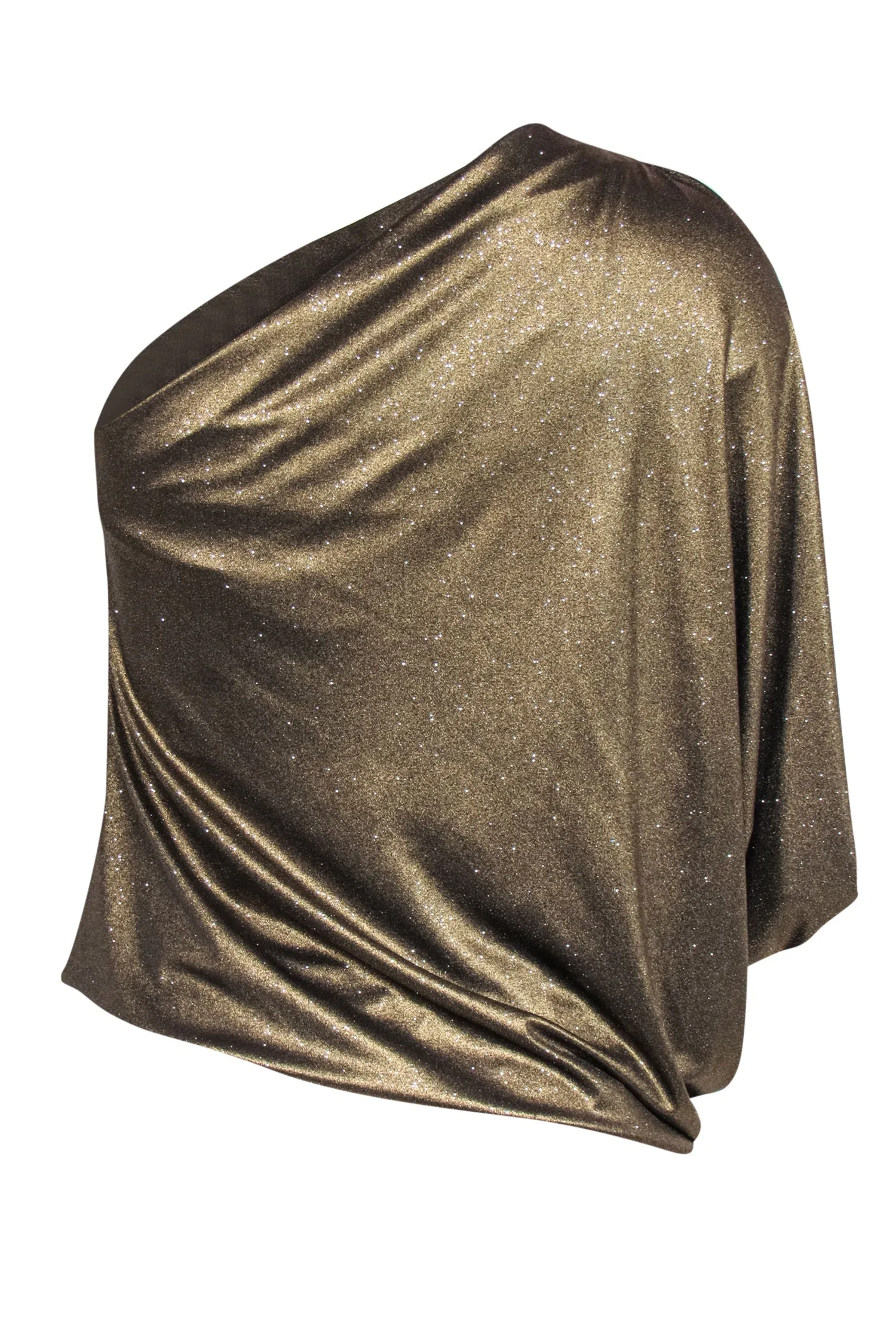 Alice & Olivia - Gold Metallic Asymmetric One-Shoulder Blouse Sz XS