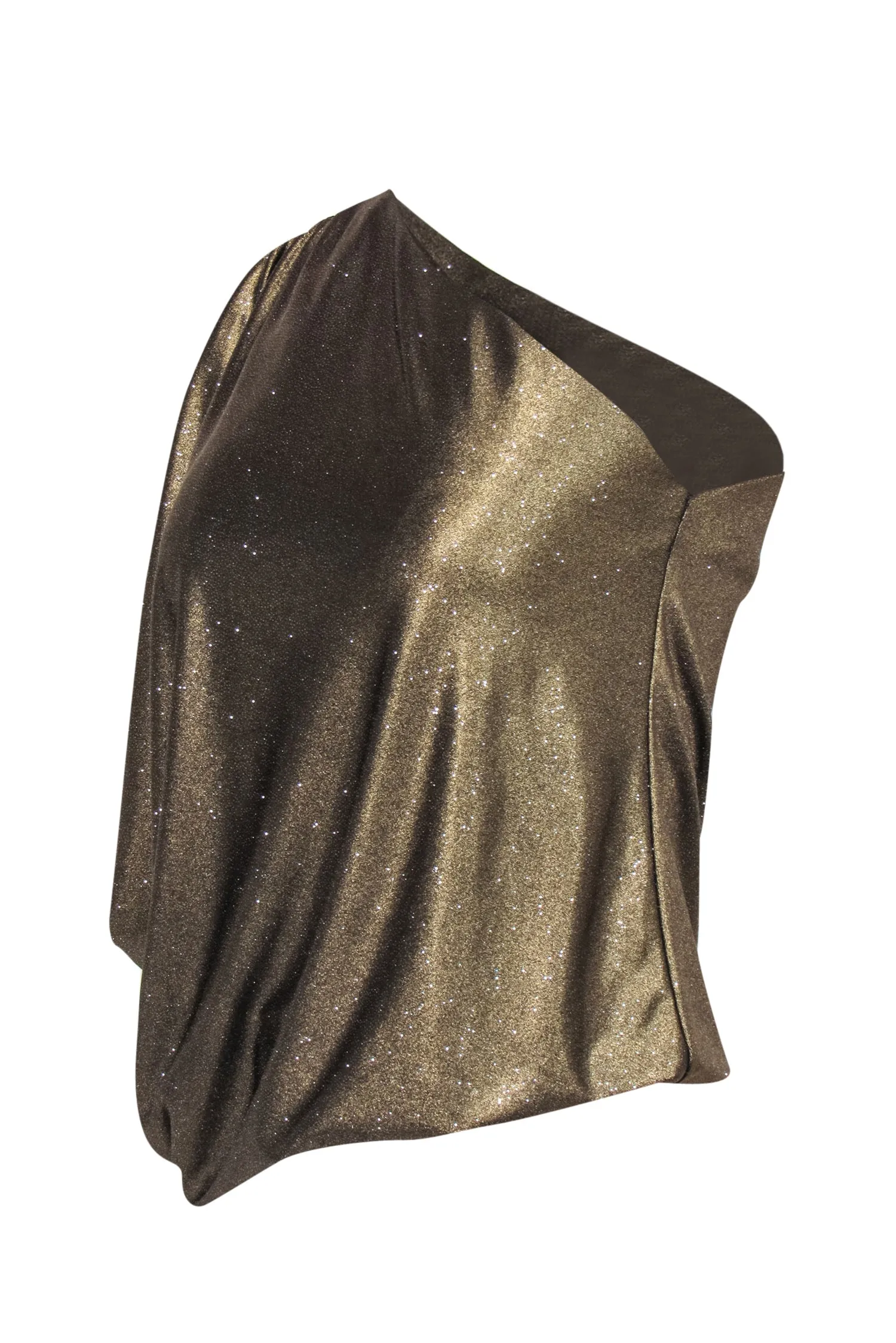 Alice & Olivia - Gold Metallic Asymmetric One-Shoulder Blouse Sz XS