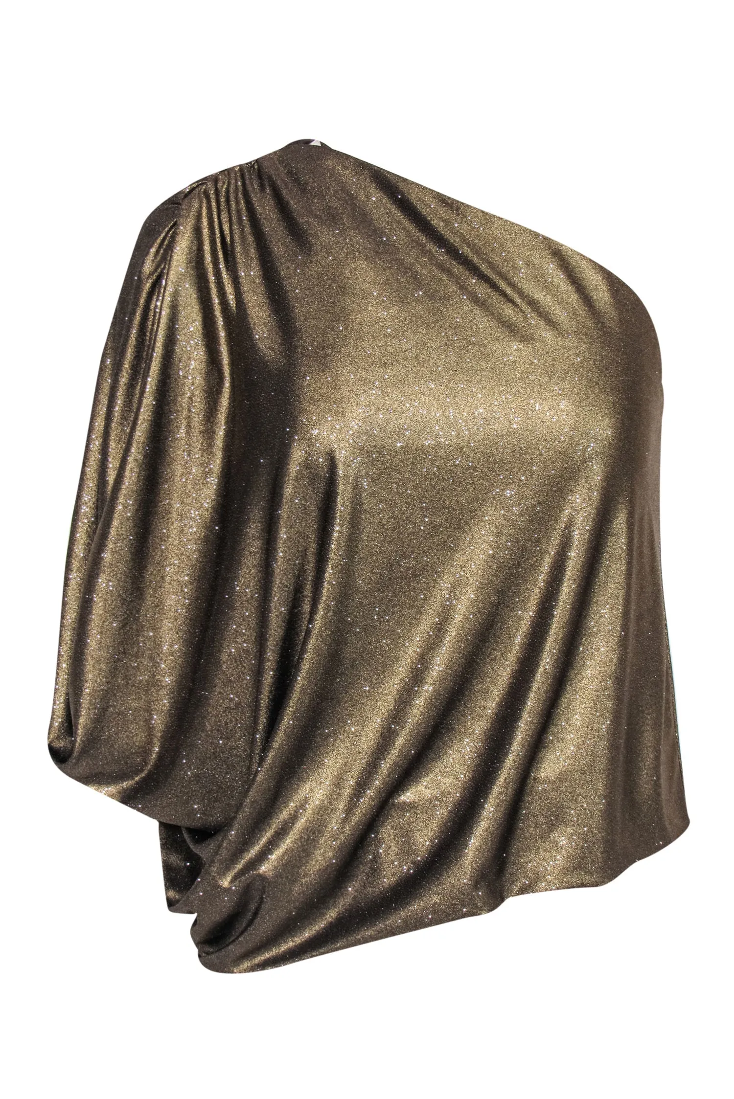 Alice & Olivia - Gold Metallic Asymmetric One-Shoulder Blouse Sz XS