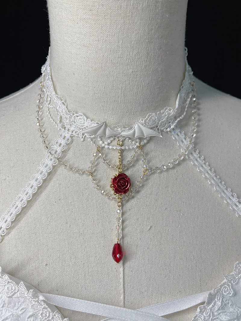 Alice Girl~Blood Rose~Gothic Lolita Choker Lace Necklace Multicolors