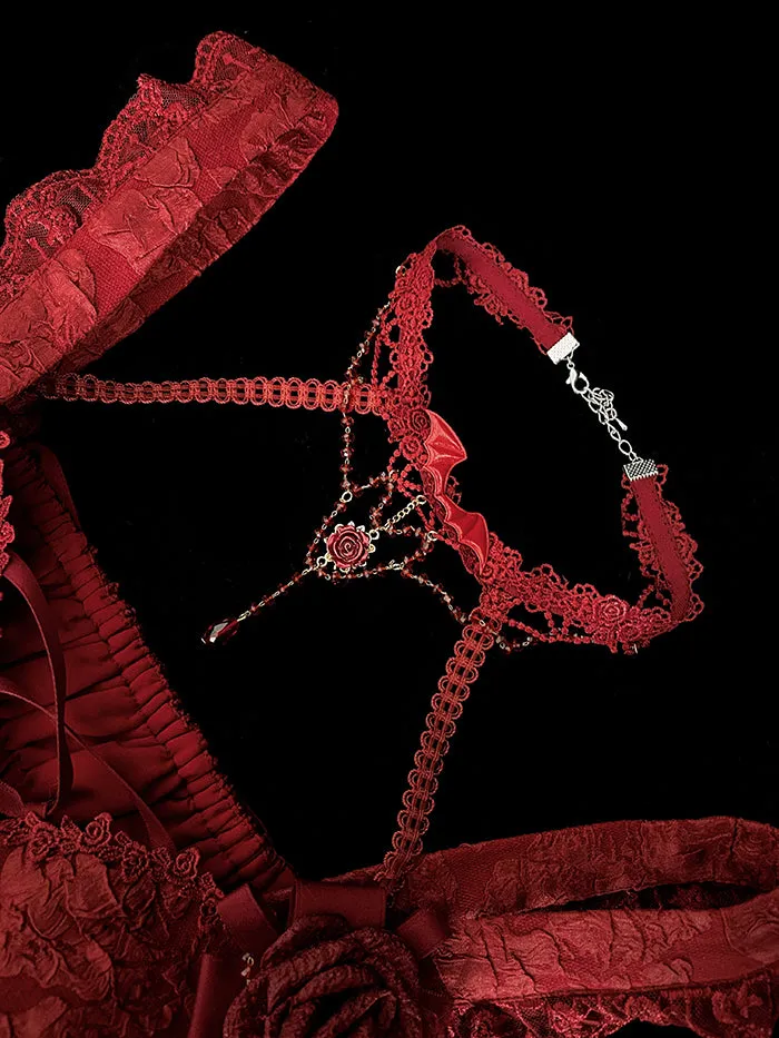 Alice Girl~Blood Rose~Gothic Lolita Choker Lace Necklace Multicolors
