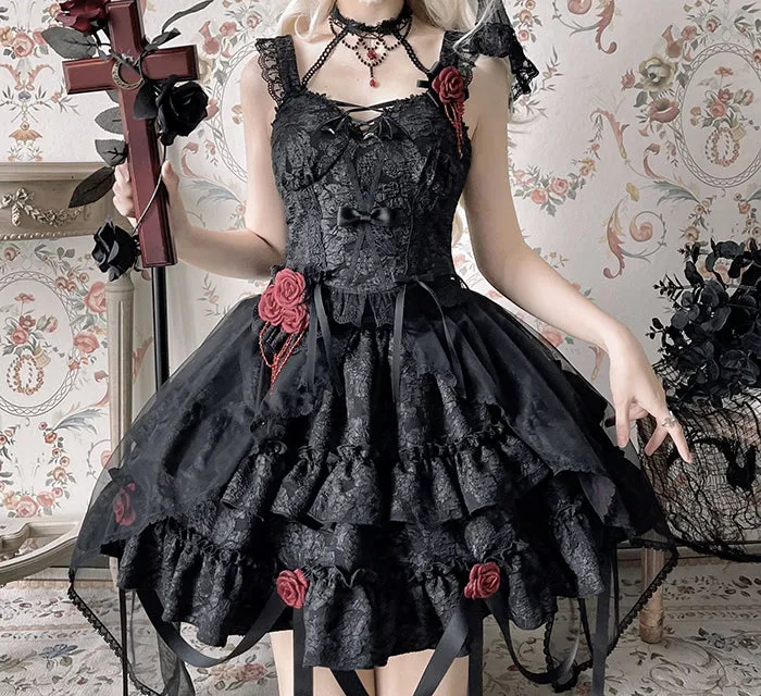 Alice Girl~Blood Rose~Gothic Lolita Choker Lace Necklace Multicolors