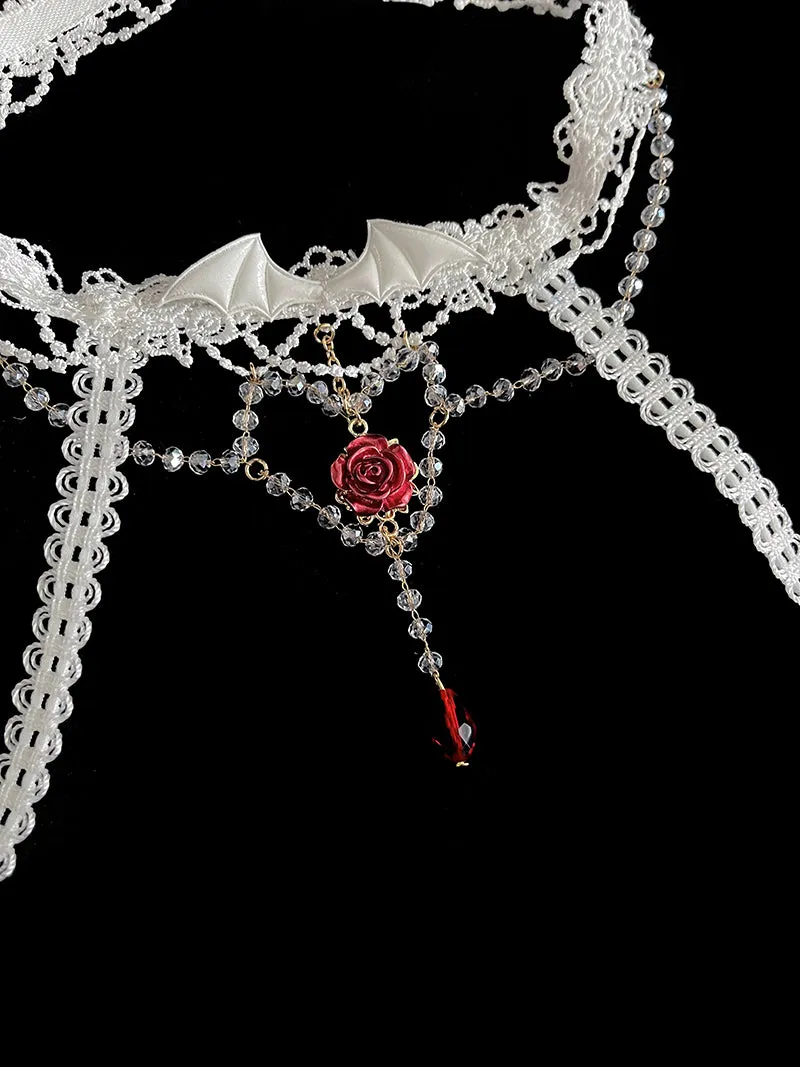 Alice Girl~Blood Rose~Gothic Lolita Choker Lace Necklace Multicolors