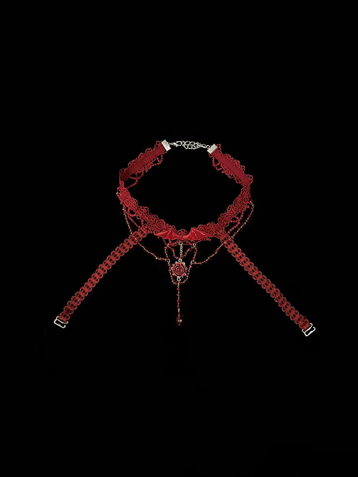 Alice Girl~Blood Rose~Gothic Lolita Choker Lace Necklace Multicolors
