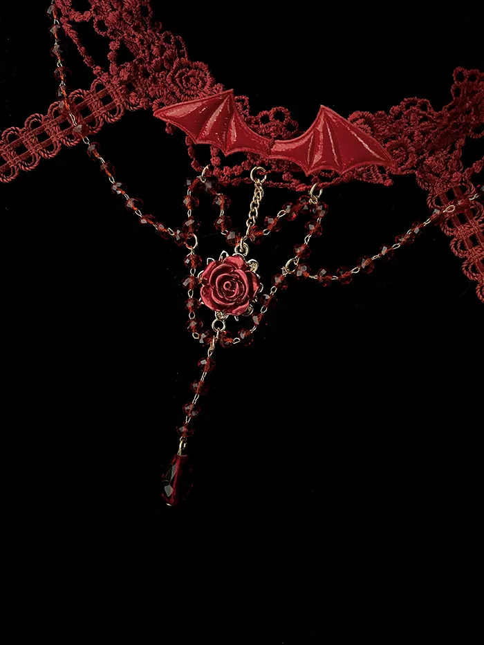 Alice Girl~Blood Rose~Gothic Lolita Choker Lace Necklace Multicolors