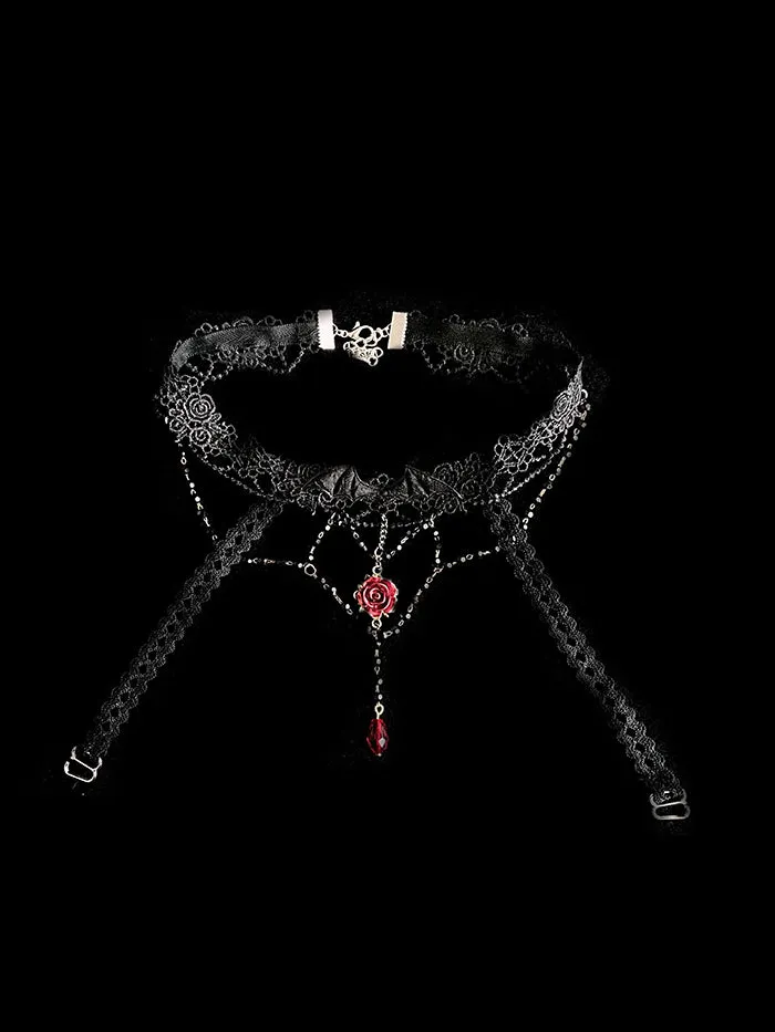 Alice Girl~Blood Rose~Gothic Lolita Choker Lace Necklace Multicolors