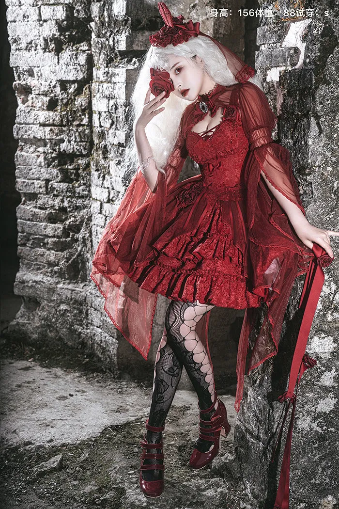 Alice Girl~Gothic Lolita SK Set~Blood Rose Skirt and Corset