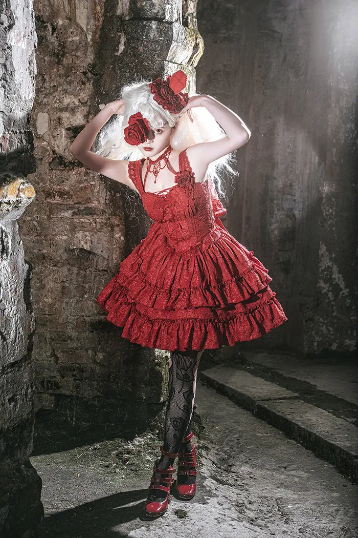 Alice Girl~Gothic Lolita SK Set~Blood Rose Skirt and Corset