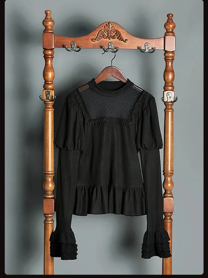 Alice Girl~Lolita Potion~Gothic Lolita Shirt Black Long Sleeves Lolita Blouse