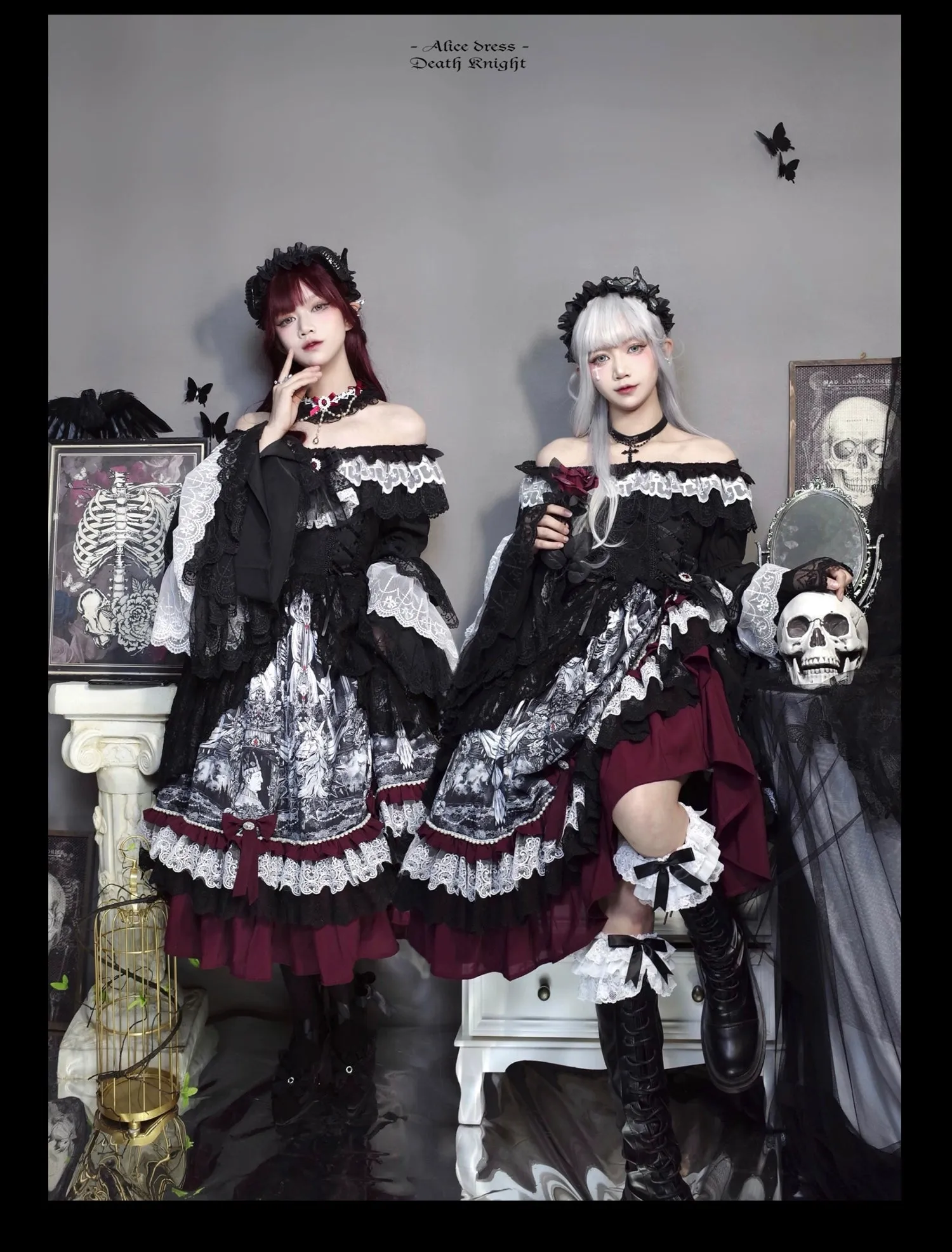 Alice in Wonderland~Undead Rider~Gothic Lolita OP Dress Winter Princess Sleeve Dress