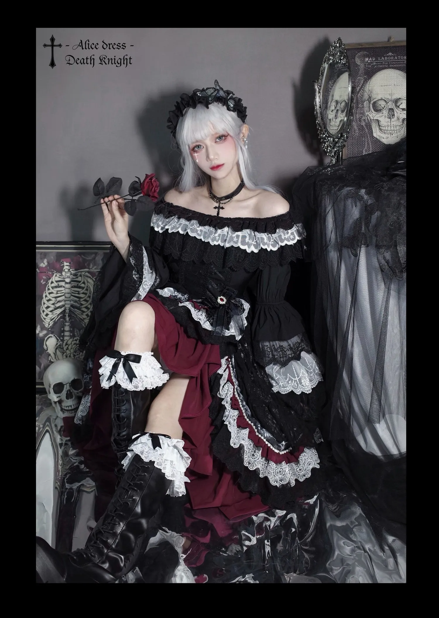 Alice in Wonderland~Undead Rider~Gothic Lolita OP Dress Winter Princess Sleeve Dress