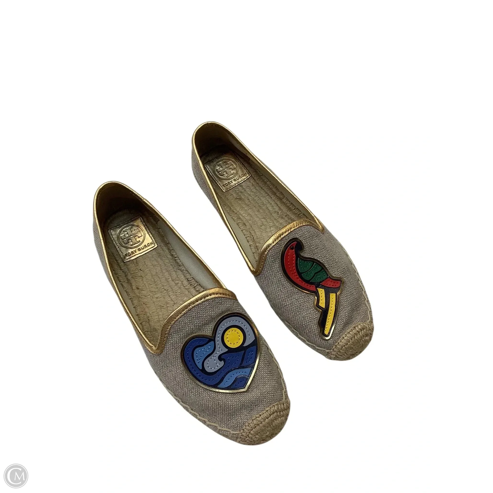 Shoes Designer By Tory Burch In Gold & Tan, Size: 8 All Terrain Stylish Commuters plantar fasciitis support