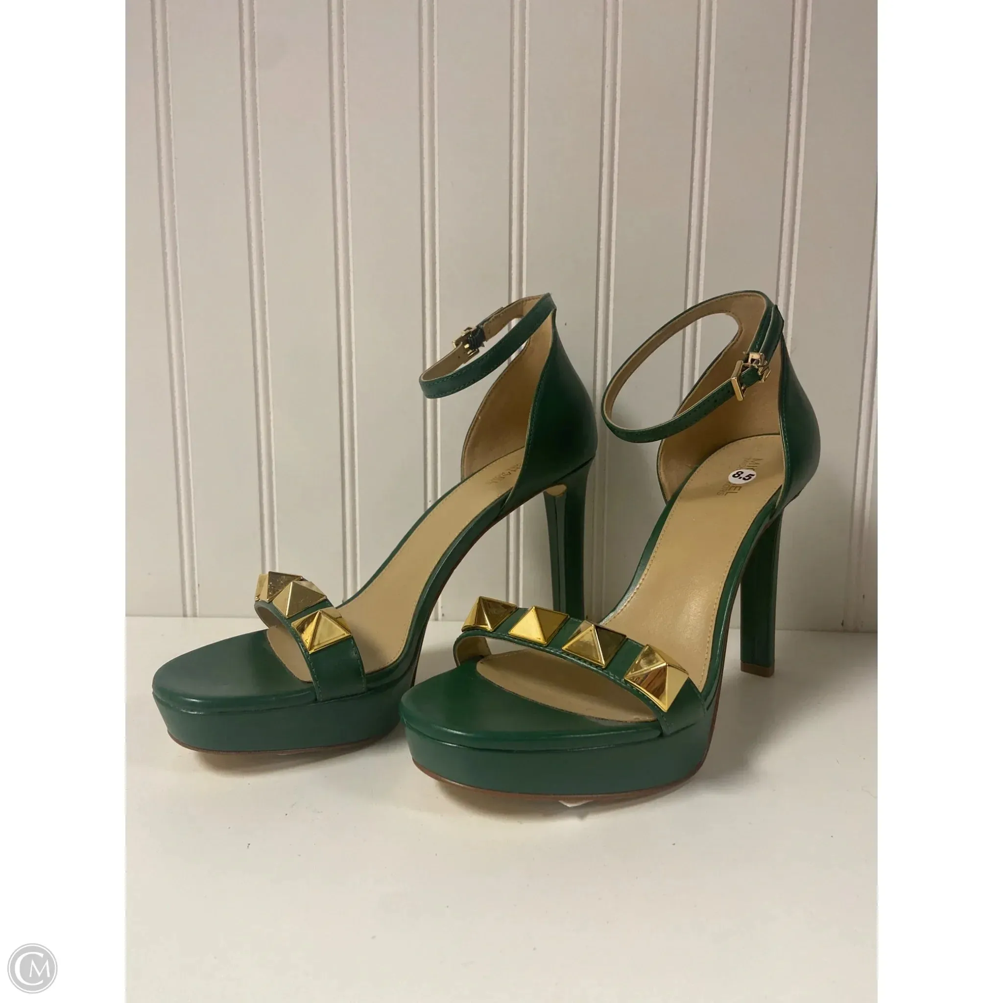 Sandals Designer By Michael Kors In Gold & Green, Size: 8.5 All Day Weekend Warriors
