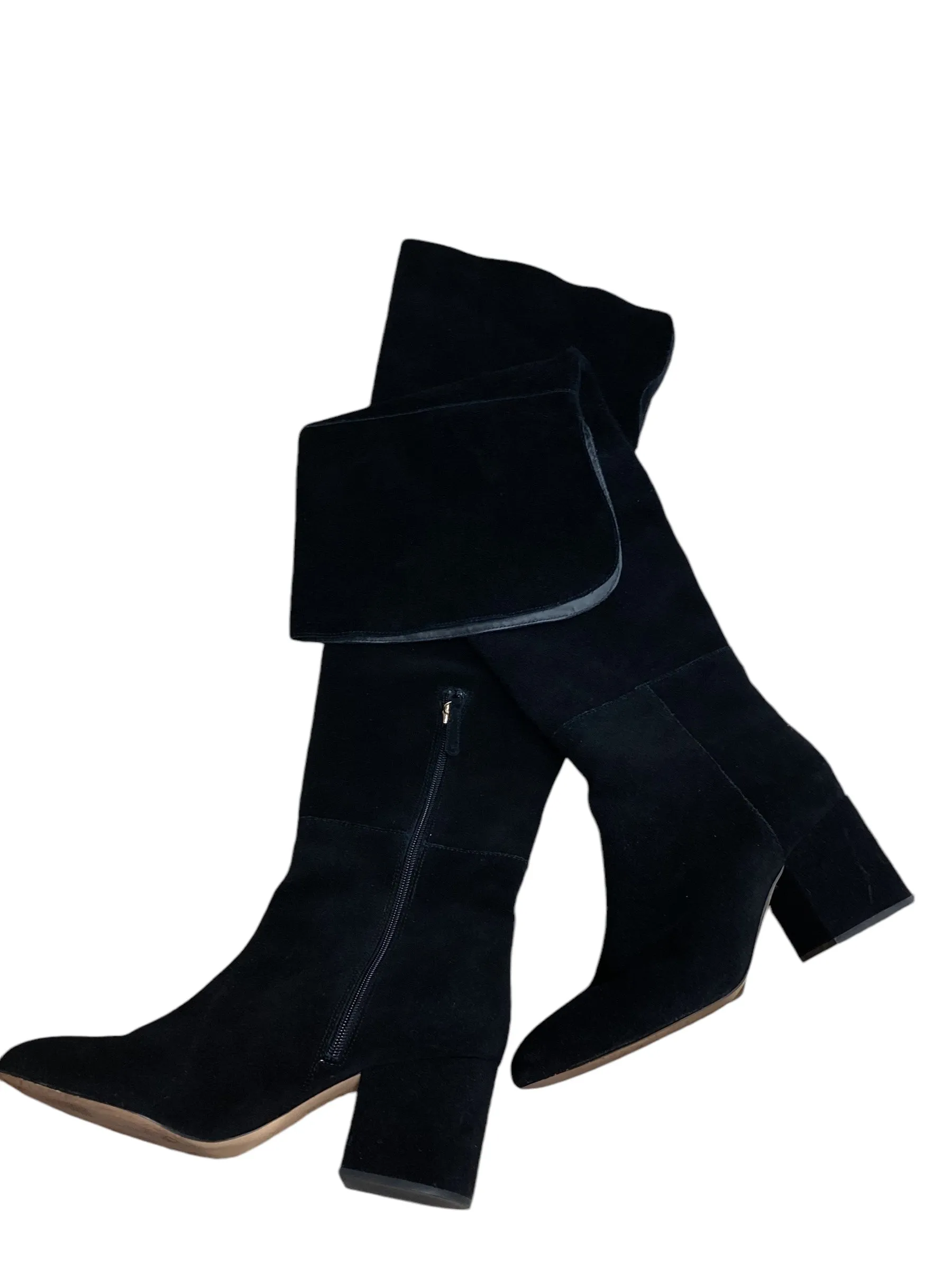 Versatile Traction Pattern Retro feel Boots Knee Heels By J. Crew In Black, Size: 10.5