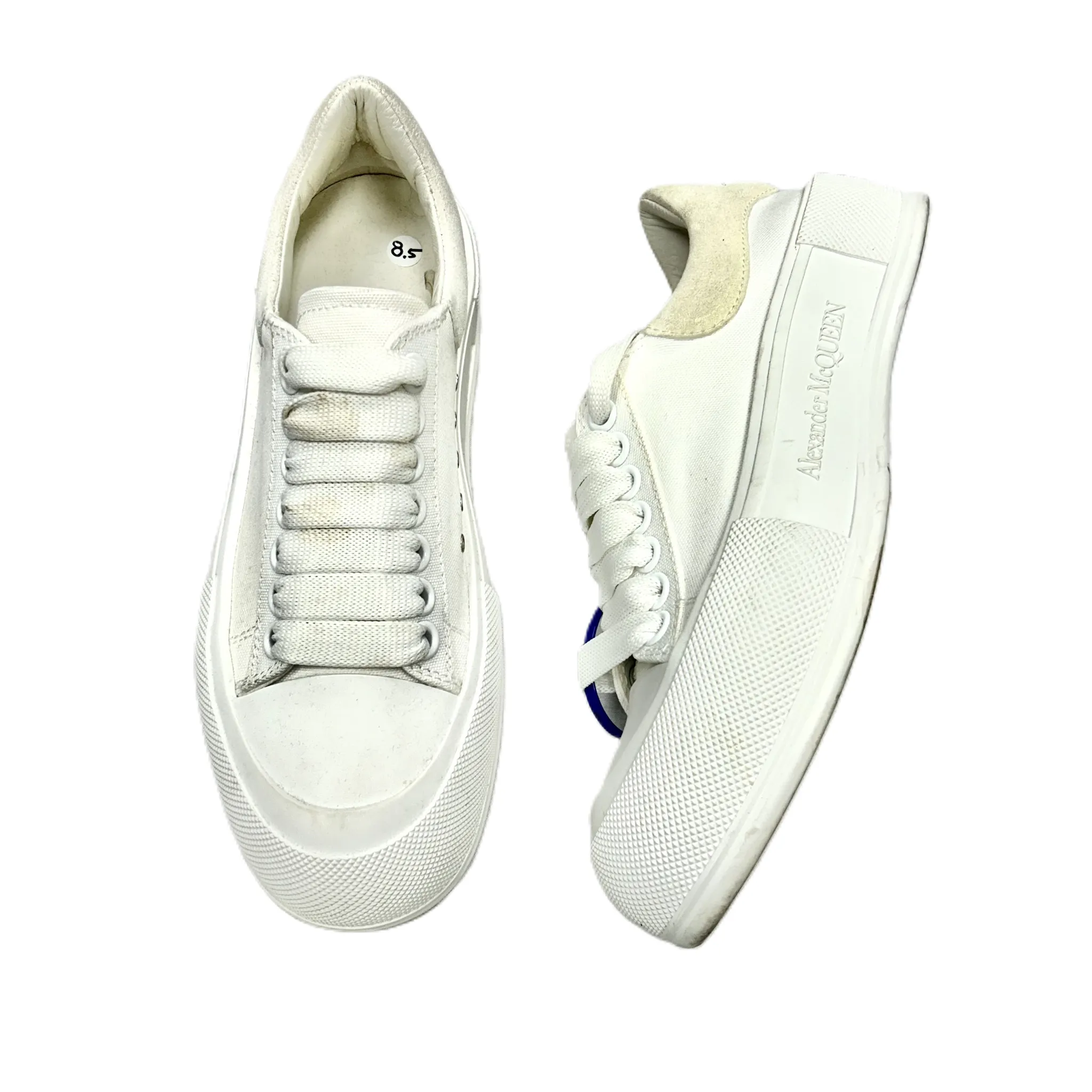 Shoes Luxury Designer By Alexander Mcqueen In White, Size: 8.5 Stretchable Collar Design