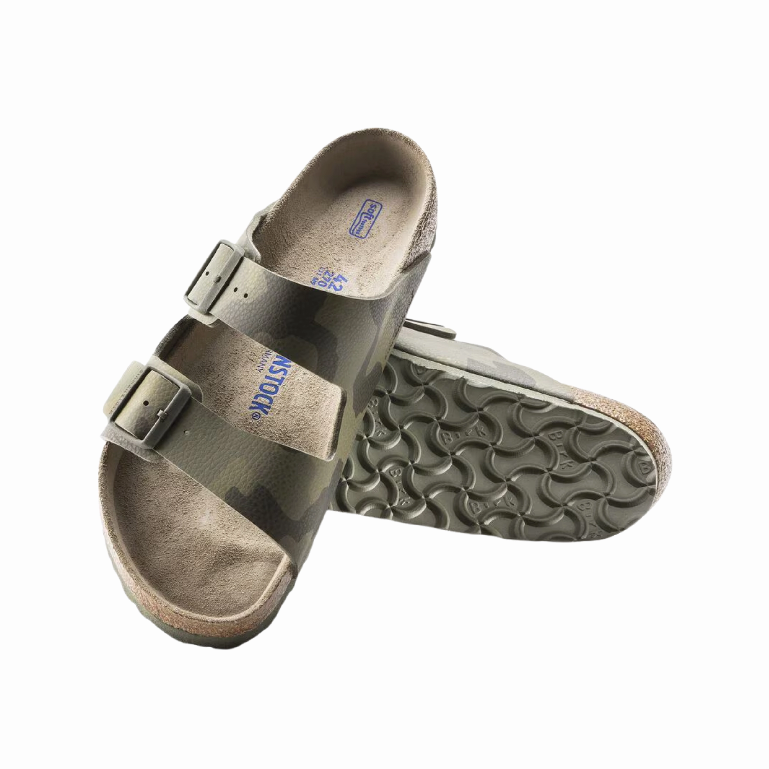 Women's Arizona (Birko-Flor) - Desert Soil Camo Green Minimal Lifestyle Slides