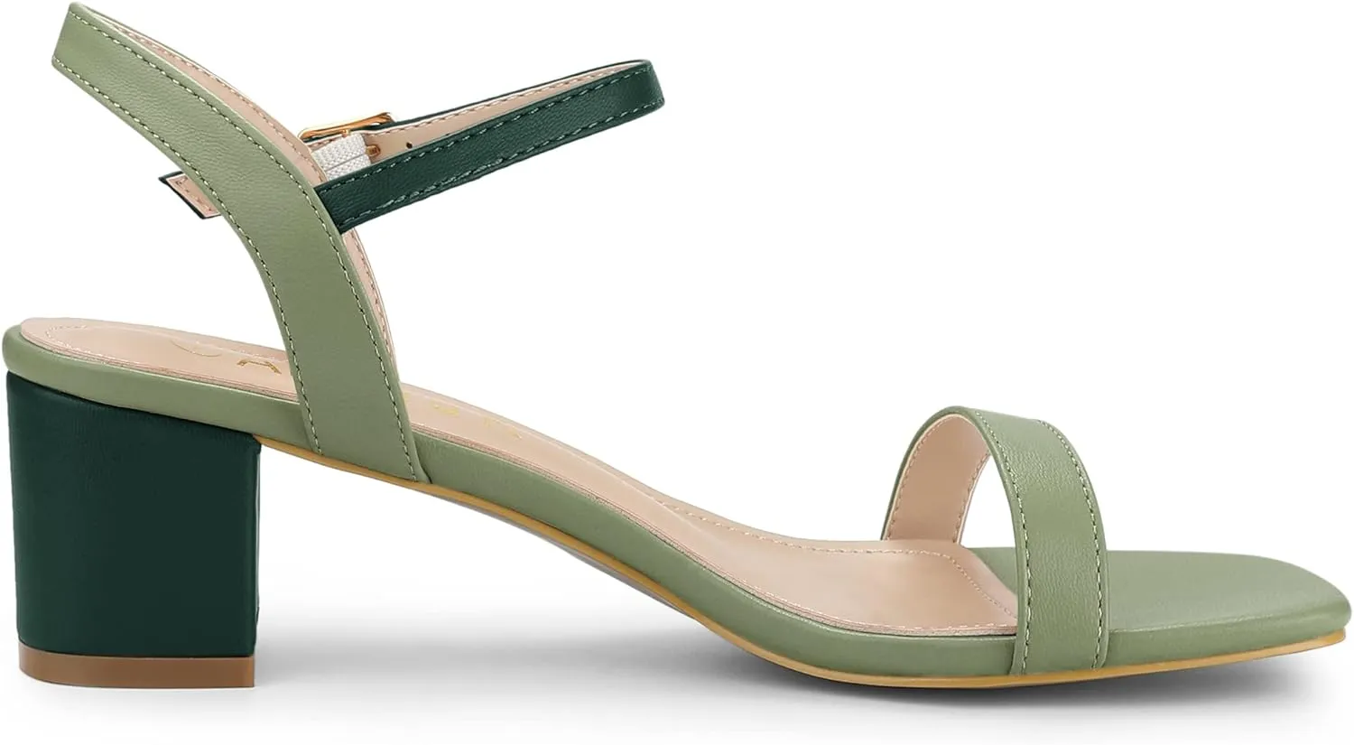 Allegra K Women's Slingback Buckle Chunky Heels Two-Tone Sandals