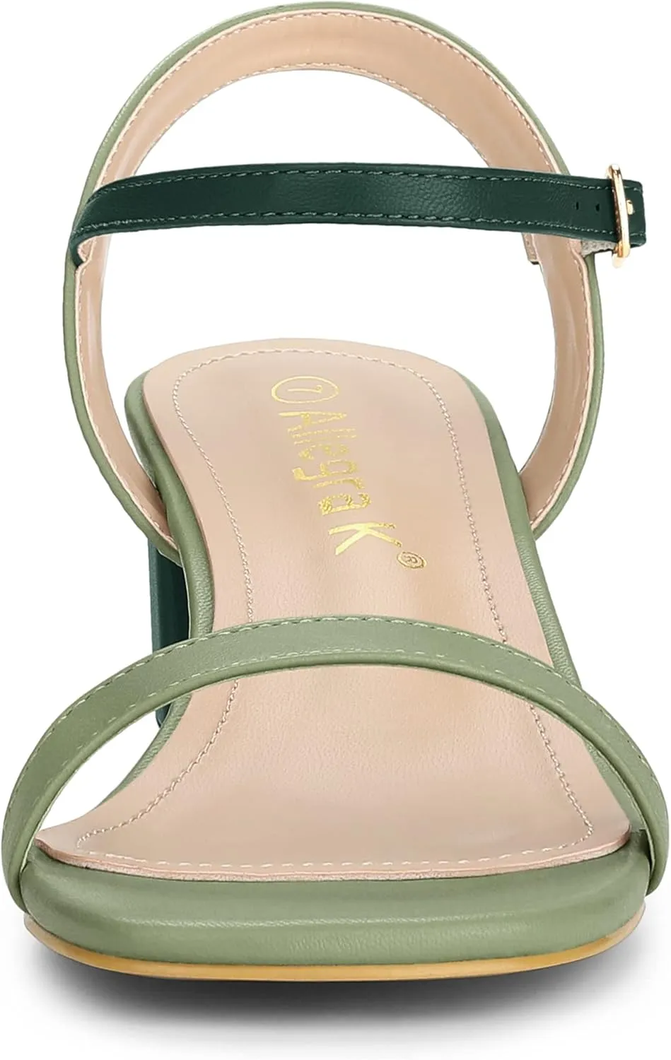 Allegra K Women's Slingback Buckle Chunky Heels Two-Tone Sandals