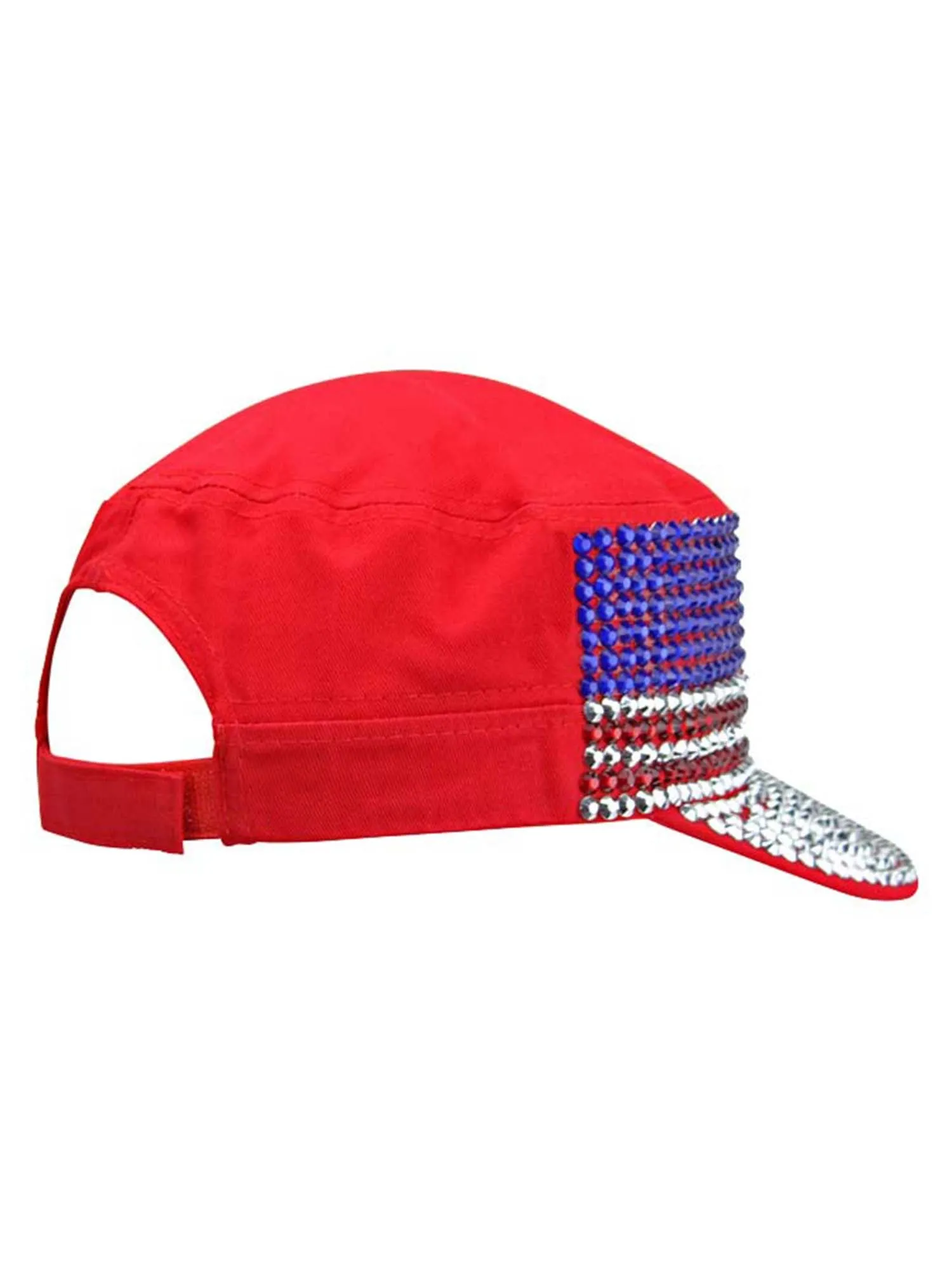 American Pride Rhinestone Studded Cadet Cap Hat