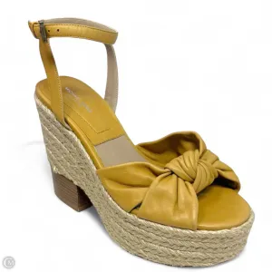 Strong Grip Pressure Dispersing Insole Runway Silvana Nappa Leather Platform Espadrille Sandals Designer By Michael Kors Collection In Peanut, Size: US 6/IT36