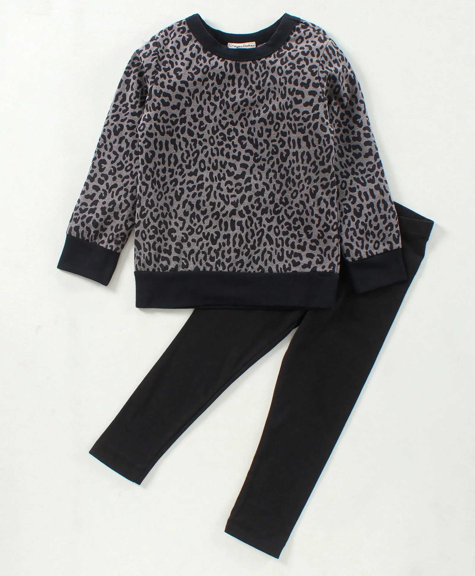 Animal Print Sweatshirt with Leggings Set