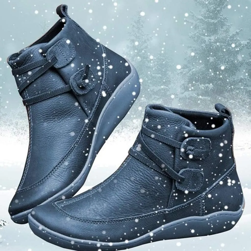 Ankle Booties for Women Flat Heel, Womens Ankle Boots Fashion Lace-up Waterproof Shoes Vintage Booties Low Heel Arch Support