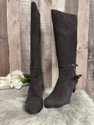 Mud Resistant Winter Walker Boots Knee Heels By Nine West In Grey, Size: 11