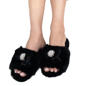 Anya Embellished Slider Slippers | Black