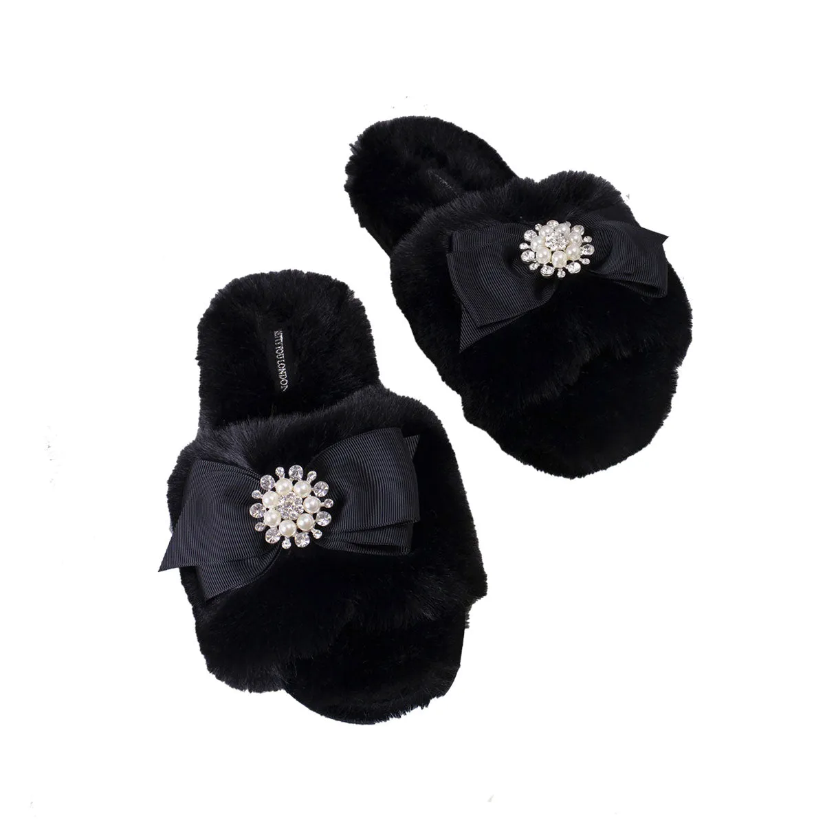 Anya Embellished Slider Slippers | Black