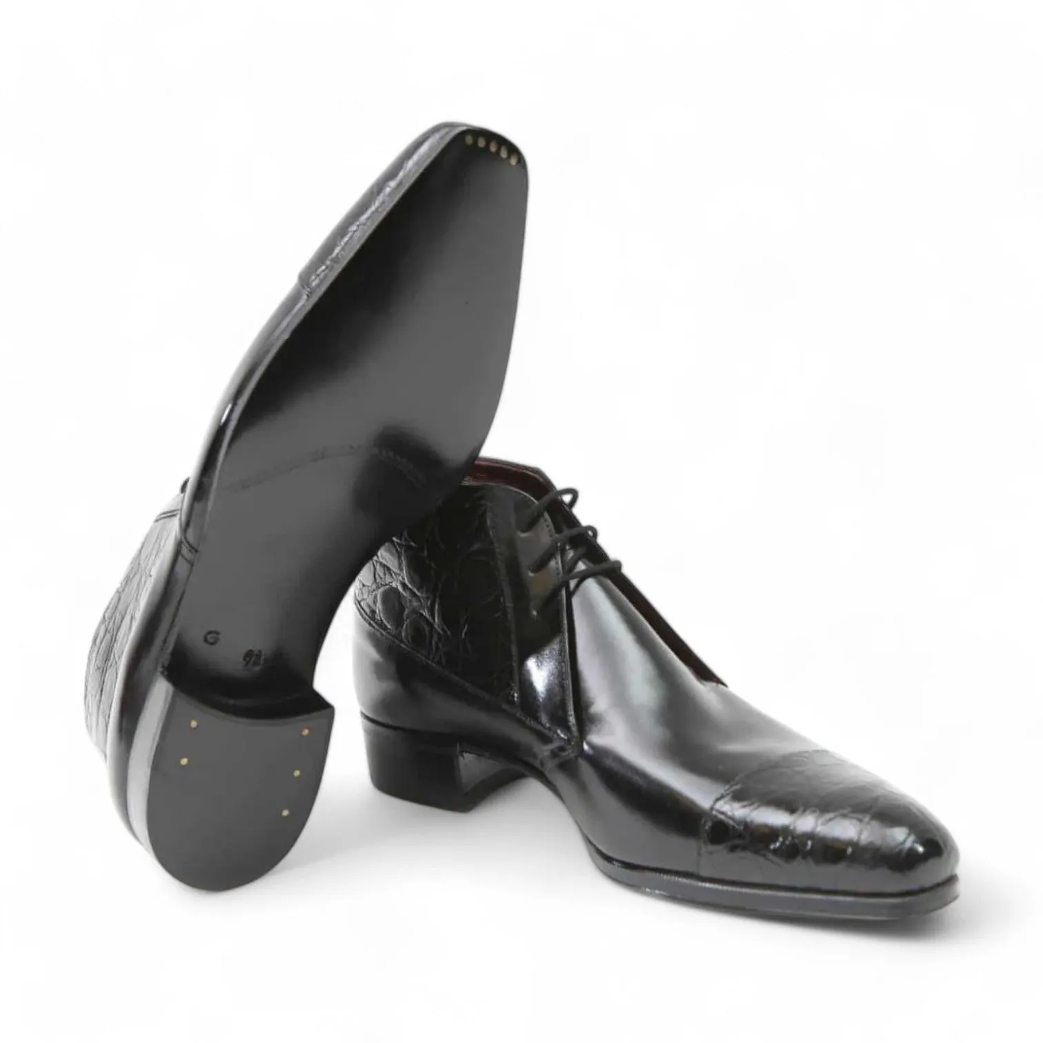 Artioli Enea Men's Shoes Exotic Crocodile / Calf-Skin Leather Derby Boots (ART1038)