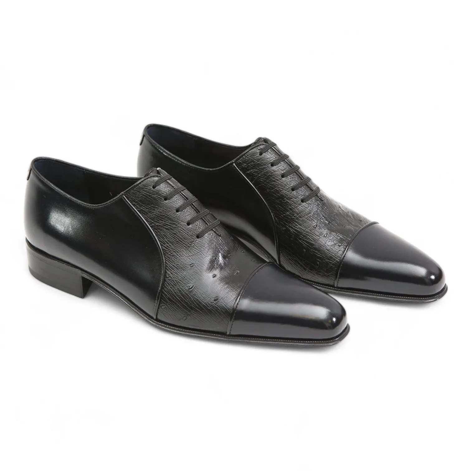 Artioli Gabriele Men's Shoes Exotic Ostrich / Calf-Skin Leather Oxfords (ART1013)