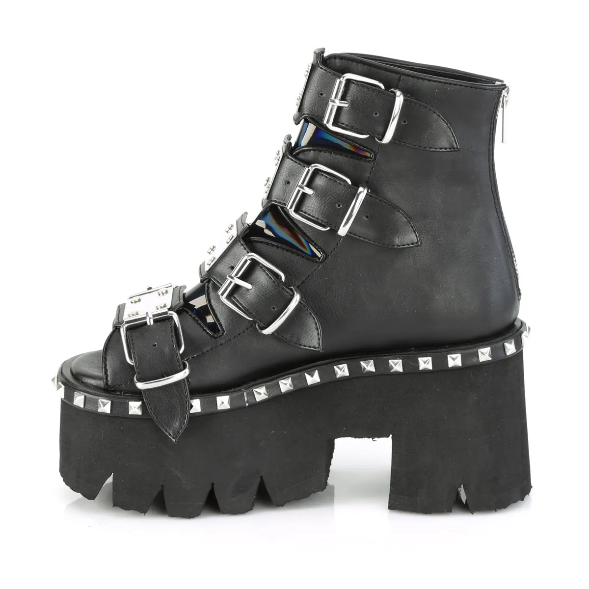 ASHES-70 DemoniaCult Black Vegan Leather Sexy Women's Ankle Boots (Alternative Footwear)